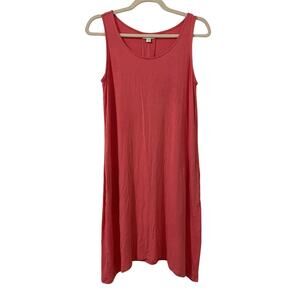 J Jill Size S Tank Dress Pink Pullover Pockets Sleeveless Pleated Back
